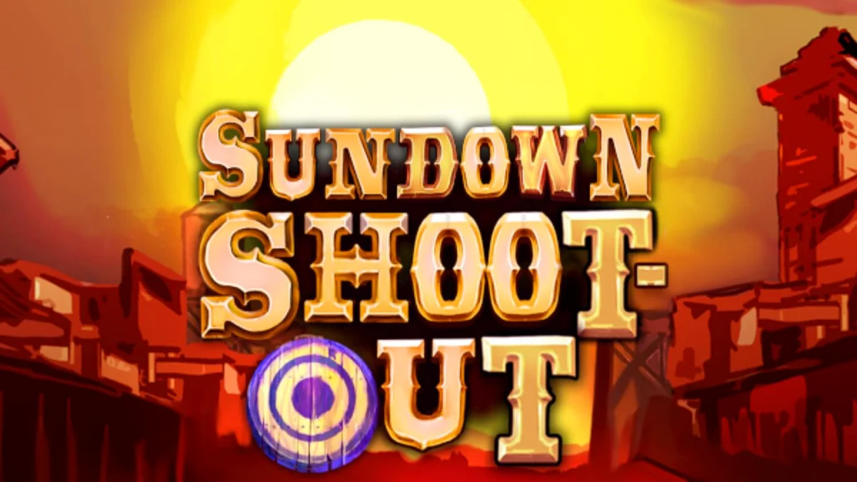 Sundown Shootout slot machine gameplay screen na may Wild West theme