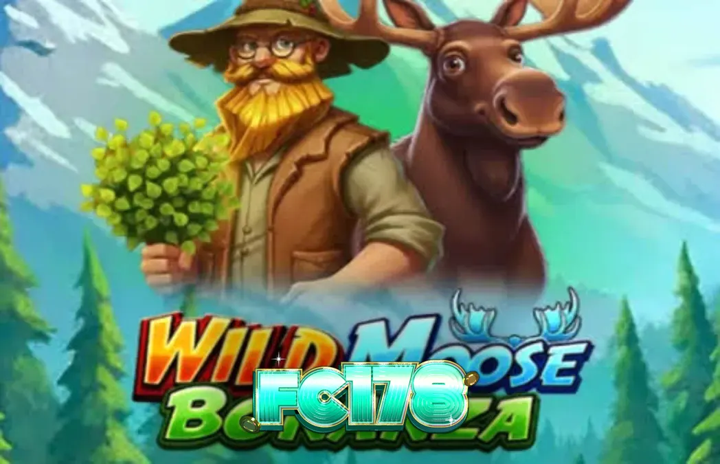 Makulay na interface ng Wild Moose Bonanza slot na nagpapakita ng mga simbolo ng kagubatan at moose.